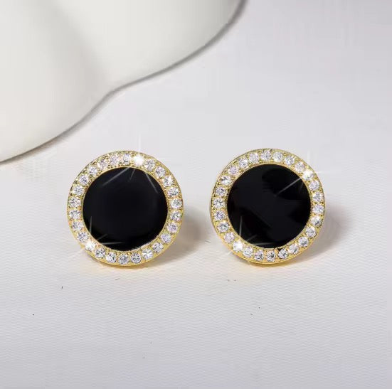 18K Gold Plated Round Stud Earrings for Women | Trendy 3A Zircon Brass Fashion Jewellery