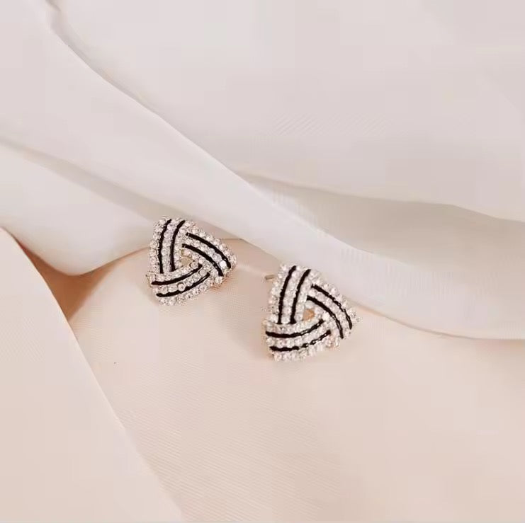 Premium Triangle Stud Earrings for Women – Trendy Gold Alloy Earrings with Rhinestones | Elegant Fashion Jewellery for Daily & Party Wear
