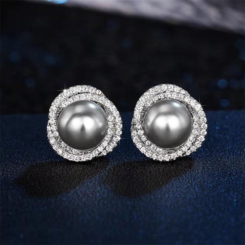 Elegant Silver Plated Pearl Stud Earrings for Women | Bridal Jewelry with Cubic Zirconia | Imitation Pearl Earrings for Weddings, Parties & Daily Wear